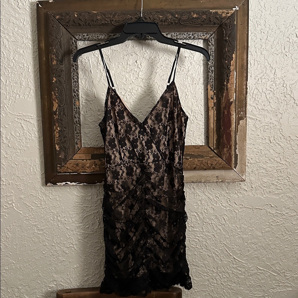 Lulu's Black and Cream Lace Dress